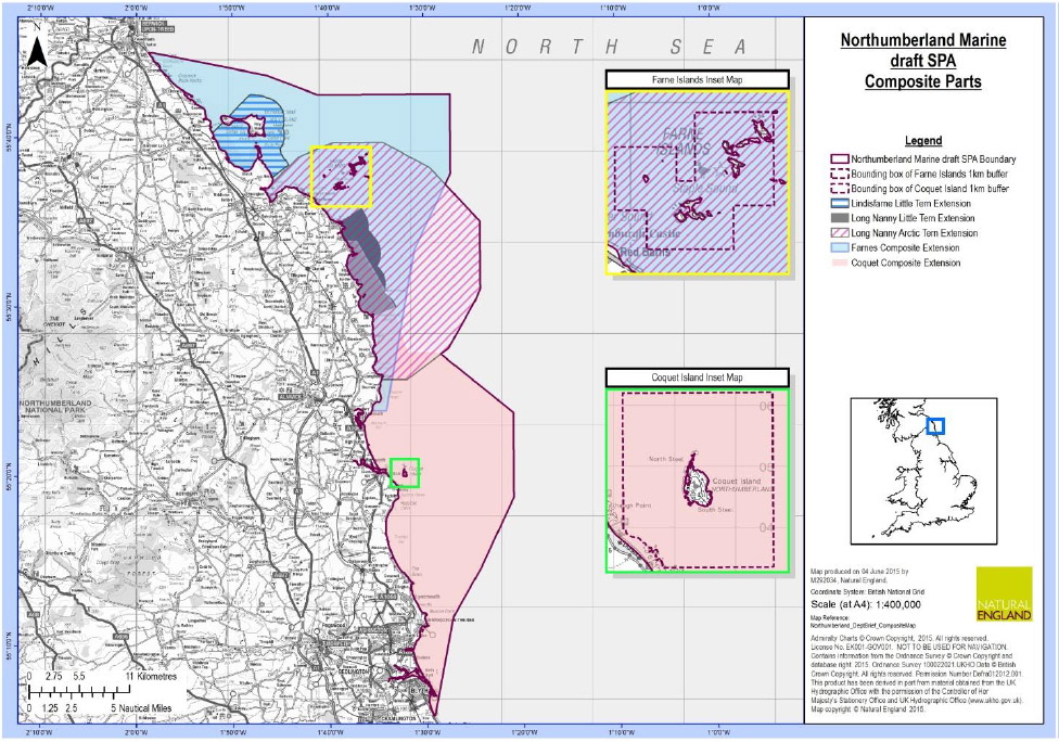 Summary map of the Northumberland Marine SPA